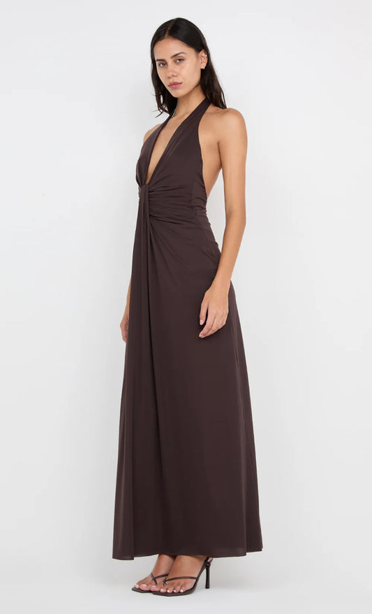 Bec + Bridge Tillie Drape Maxi - Dark Chocolate