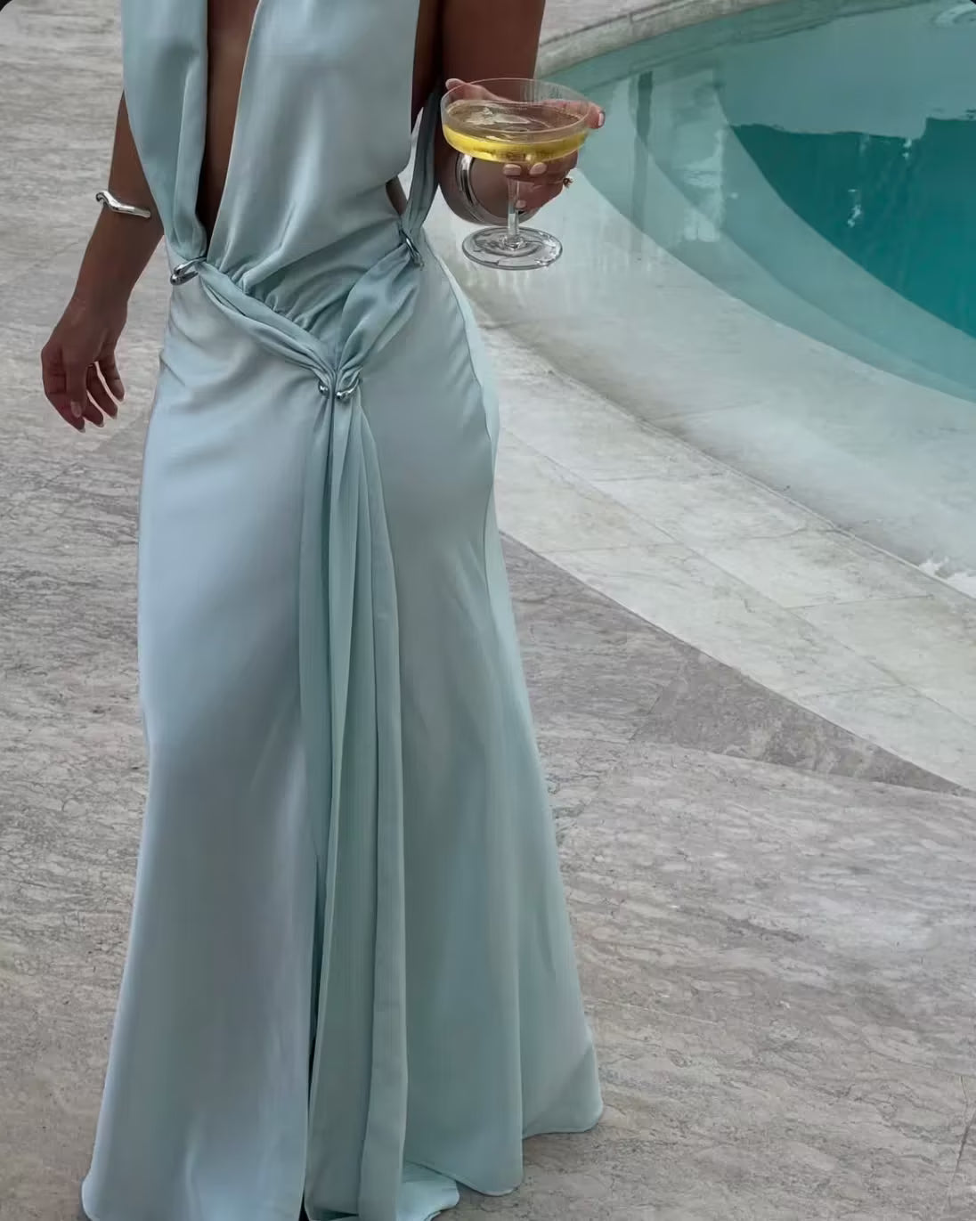Misha Harlow Satin Dress - Ice Blue