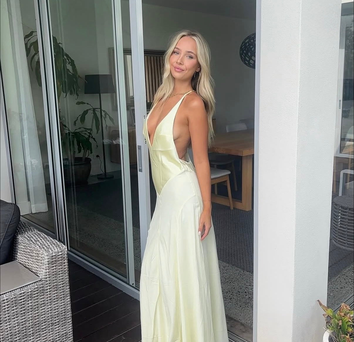 Jaz Hand V-Neck Maxi Dress - Butter