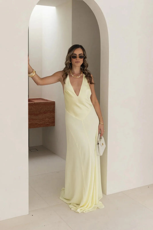 Jaz Hand V-Neck Maxi Dress - Butter
